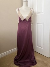 Vintage Barad Full Slip DressPurple/Beige Lace Bow open back fits M 11764