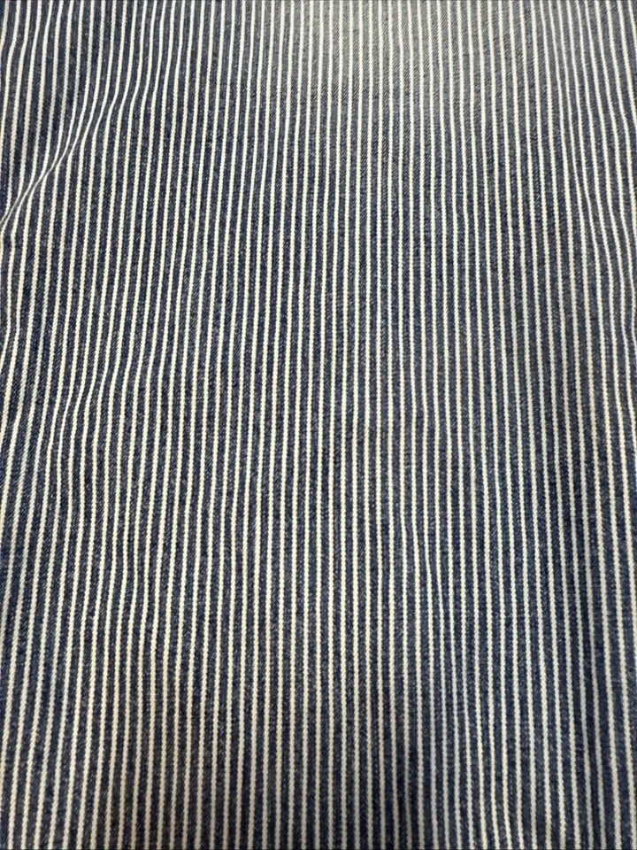 Pantalones de mezclilla vintage Y2K acampanados tiro bajo azul y blanco a rayas 28x30 Foto 4 de 4