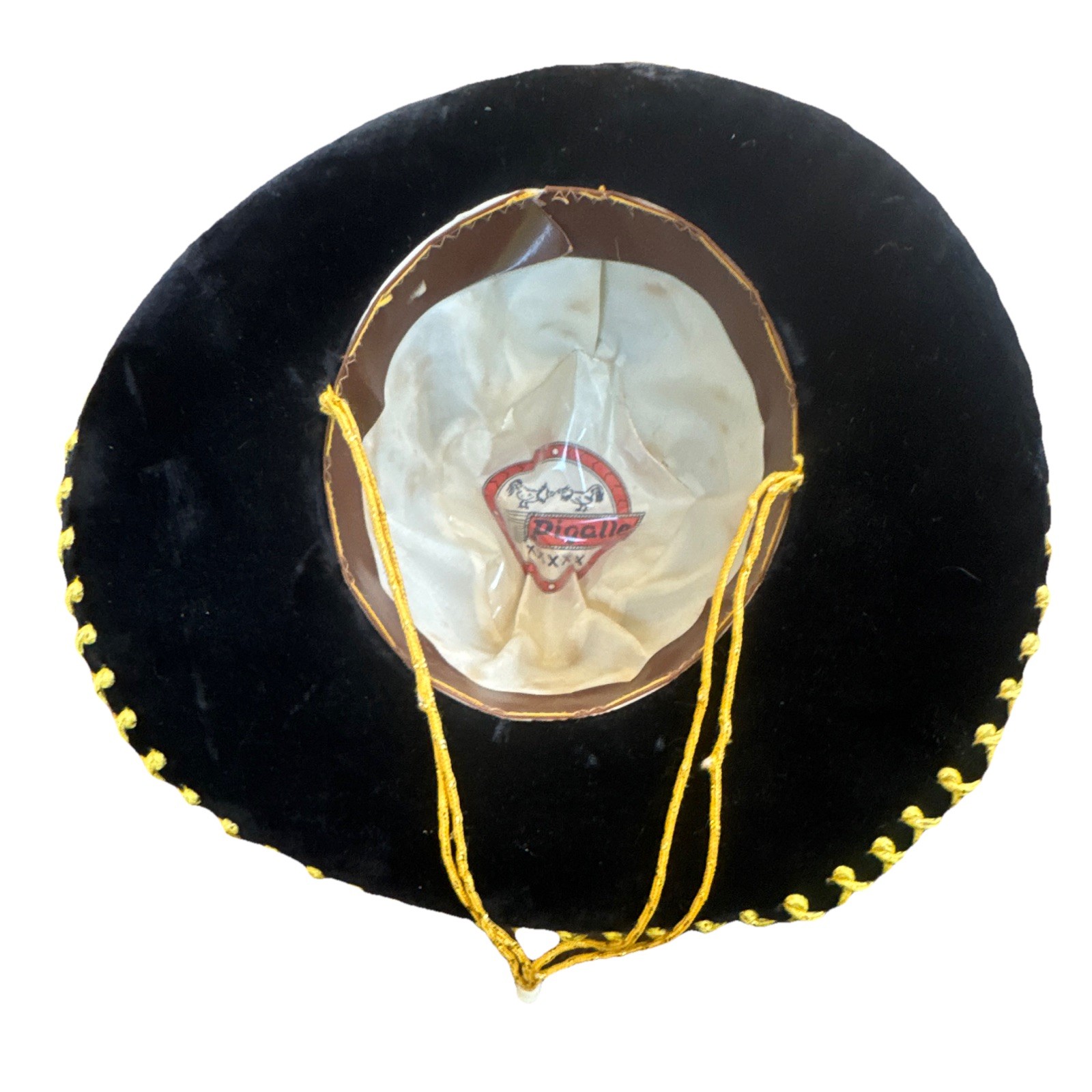 Authentic Vintage 5X Black & Gold Velvet Sombrero Hat, Mexico image 6