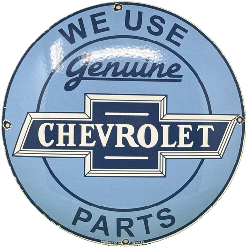 VINTAGE CHEVROLET PORCELAIN SIGN GENERAL MOTORS DEALERSHIP GAS OIL FORD MOPAR