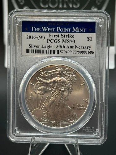 2016-(W) Silver Eagle PCGS MS70 First Strike 30th Anniversary West Point Label