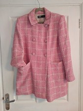ZARA Cappotto corto donna testurizzato a quadri - Rosa/Bianco - EUR L (UK 12)