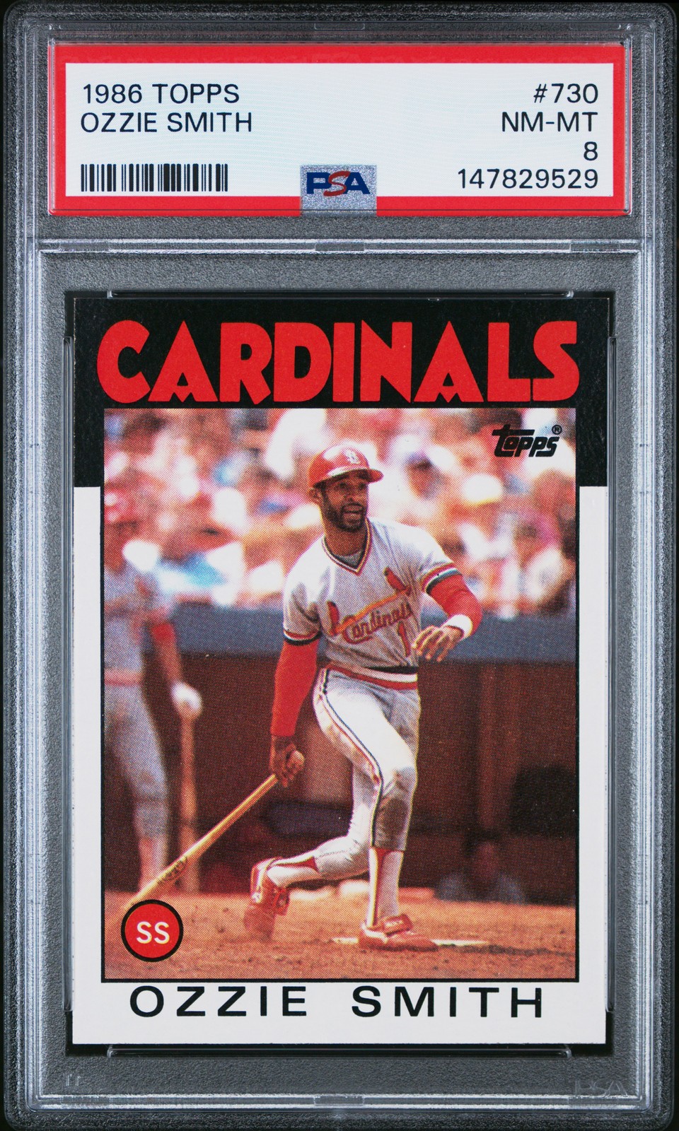1986 TOPPS #730 OZZIE SMITH PSA 8
