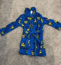 Minion Youth Bathrobe, Size 4/5, Blue, with Tie, Fuzzy, Warm, EUC, Loungewear