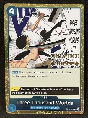 Three Thousand Worlds Judge Pack Vol. 2 Foil Stamped Roronoa Zoro Promo OP03-057