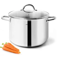 HOMICHEF Stock Pot 6 Quart Nickel Free Stainless Steel - 6 Qt Soup Pot With L...