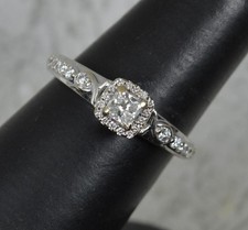 Sparkly 0.4ct Diamond and 18ct White Gold Engagement Cluster Ring