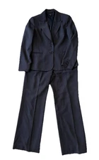 Nine West Women 2 pc Pant Suits Dark Gray Classic Pinstripe Career Size 12 EUC