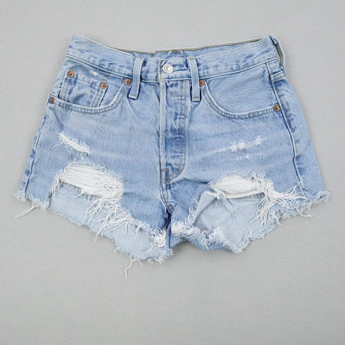 Levis Shorts Womens 26 Blue Denim Jean 501 Cutoff Button Fly