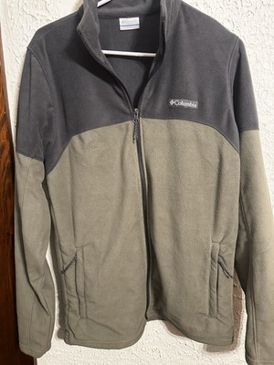 Columbia Men's Full Zip Colorblock Fleece Jacket Stand-Up Collar Size S Green