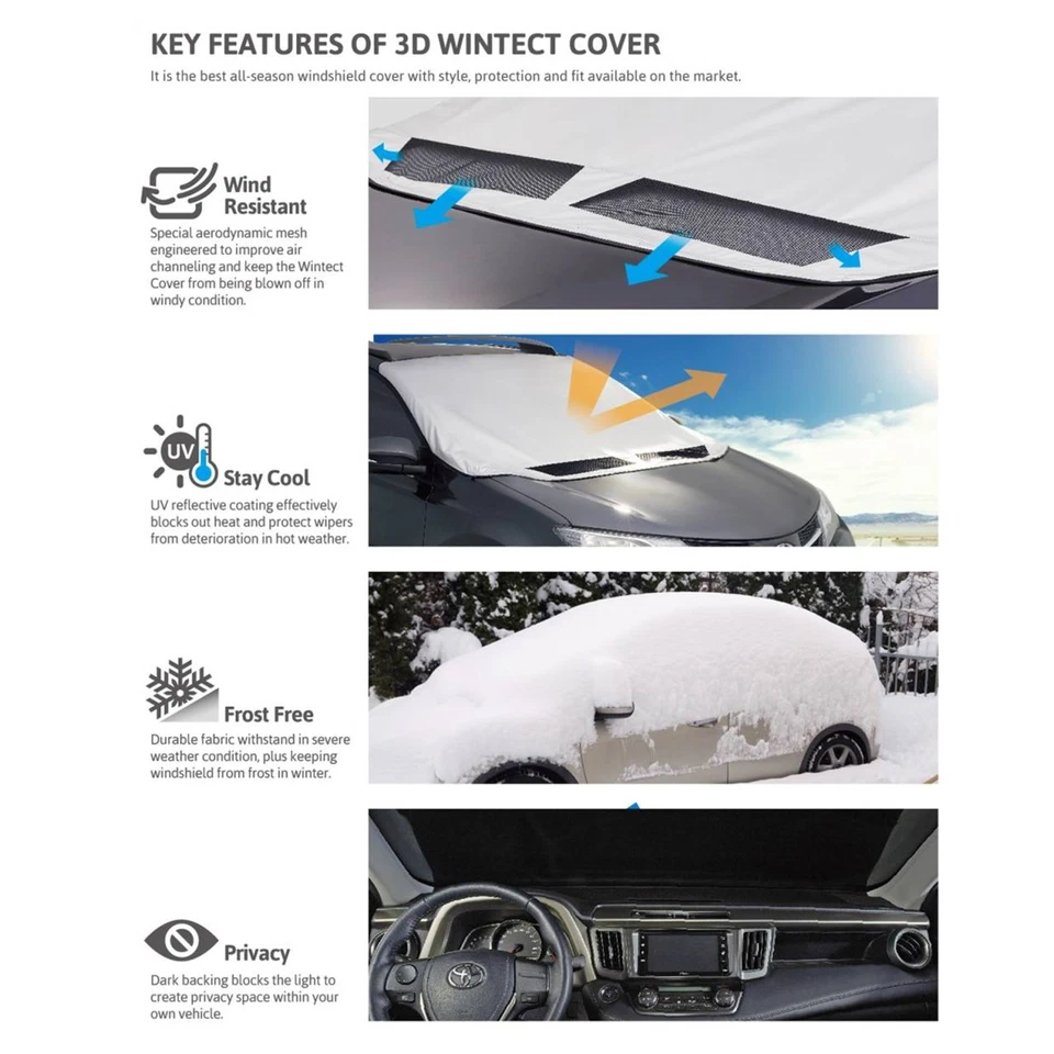 U-Ace 3D MAXpider Wintect Windscreen & Windshield Cover 56" x 47" x 63" Size B Foto 3 de 4