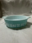 Vintage Pyrex White On Turquoise Amish Butterprint 471 No Lid