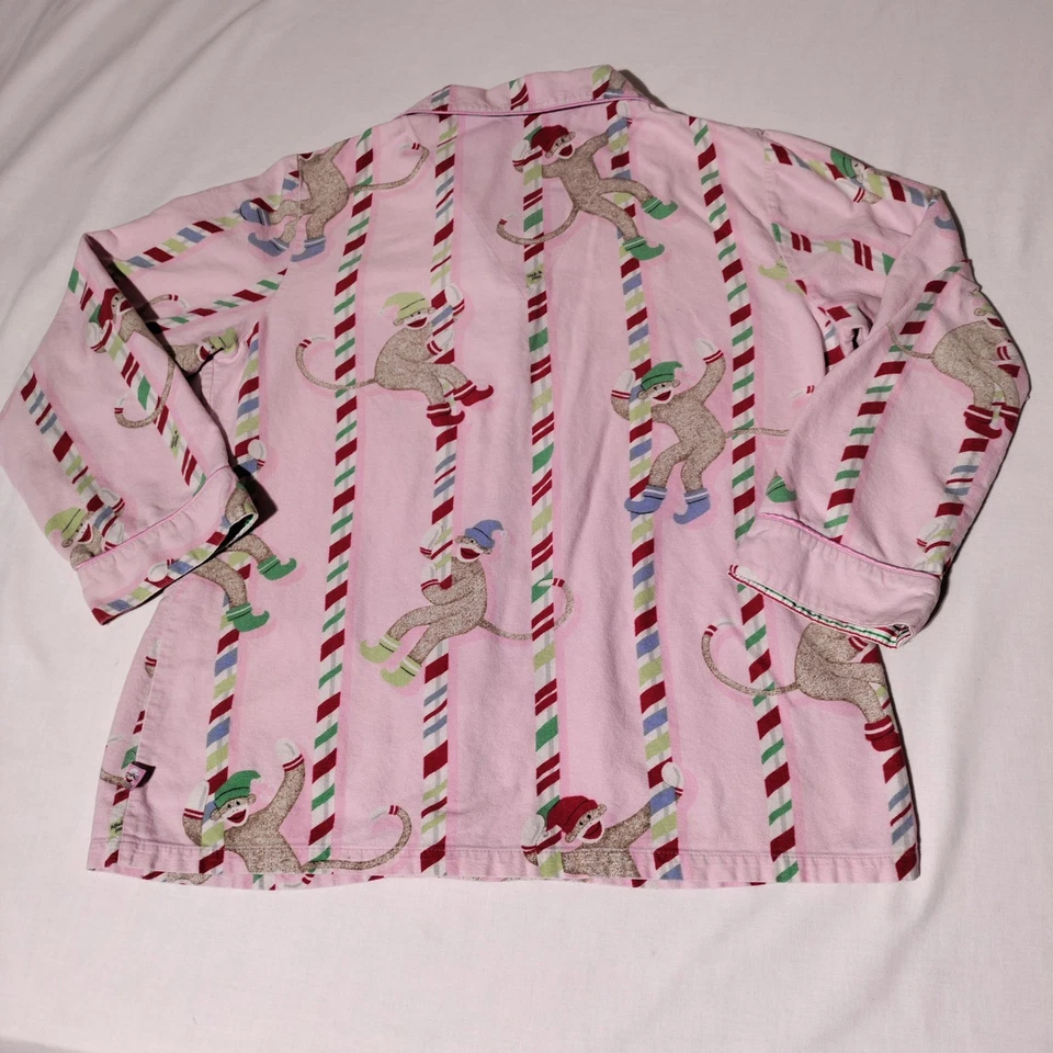 Conjunto de pijama feminino Nick & Nora roupa de dormir listra rosa macaco algodão M - Imperfeito - Imagem 3 de 4