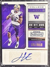 2018 Panini Contenders LAVON COLEMAN College Ticket Autograph Washington Auto RC