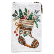 BAMBOO TRADING HAND BEADED CHRISTMAS STOCKING CLUB CELLPHONE CROSSBODY WRISTLET