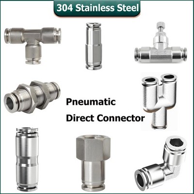 A2 Stainless Steel Pneumatic Push Fit Connector Tube Pipe Joiner Air Water Lines