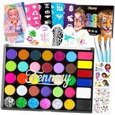 Face Painting Kit for Kids, 36 Colors XL 30 Colors 6 Glitter 166pc accessories 