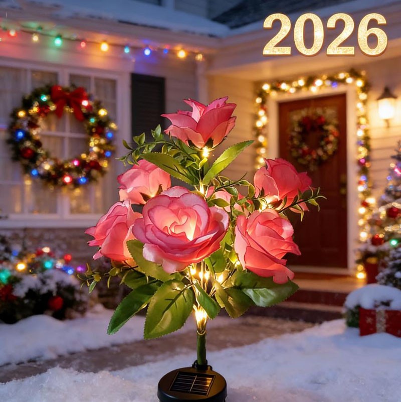 7 Head Solar Power Rose Flower Lights Outdoor Garden Landscape Yard Lamp Decor