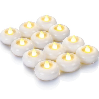 2  Flameless Led Floating Candles, 200 Hour Plastic Battery Operated Flickeri...