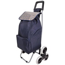 Shopping Trolley 6 Wheel Stair Climber Folding 42L Navy Blue Grocery Cart