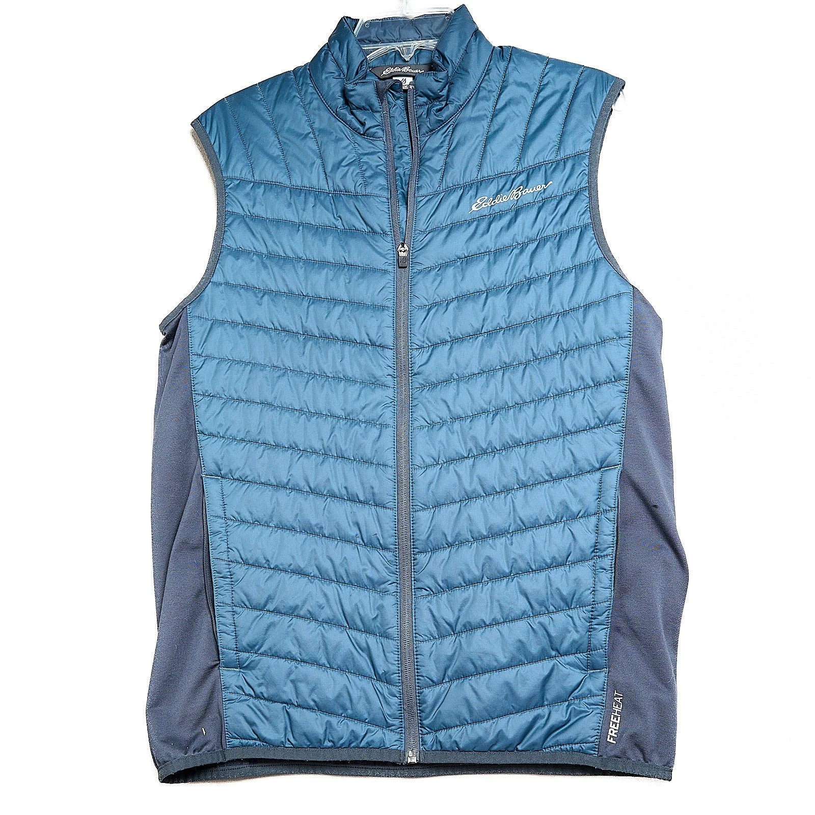 Eddie Bauer Vest Mens M Blue FreeHeat PrimaLoft Soft Shell Quilted Puffer
