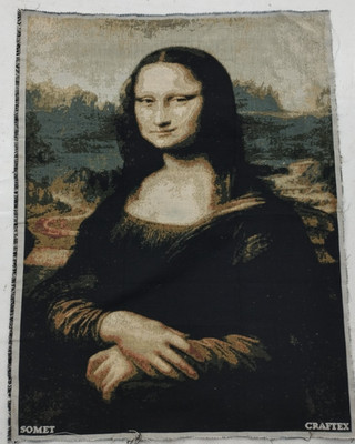 Vintage französische schöne Mona Lisa Szene Wohndeko Wandbehang Wandteppich 88x68 cm