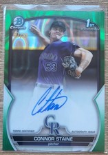 CONNOR STAINE 2023 BOWMAN CHROME 1ST GREEN REFRACTOR RC AUTO 97/99 #CPA-CSE