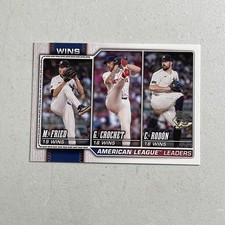 2026 Topps Series 1 Base Set Baseball Card -- #130 American League Leaders Wins