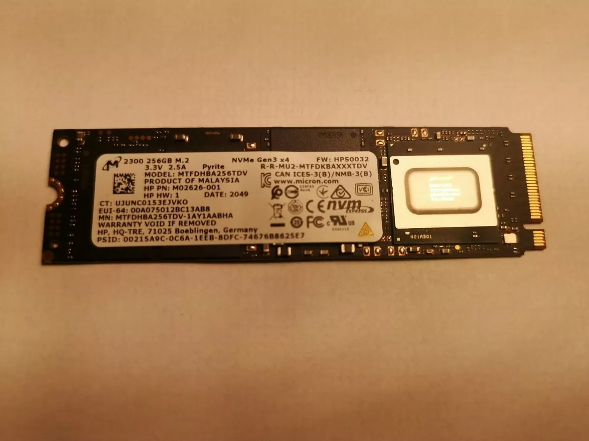 HP Micron NVMe 256GB SSD M.2 2280 Gen3 x4 Solid State Drive MTFDHBA256TDV