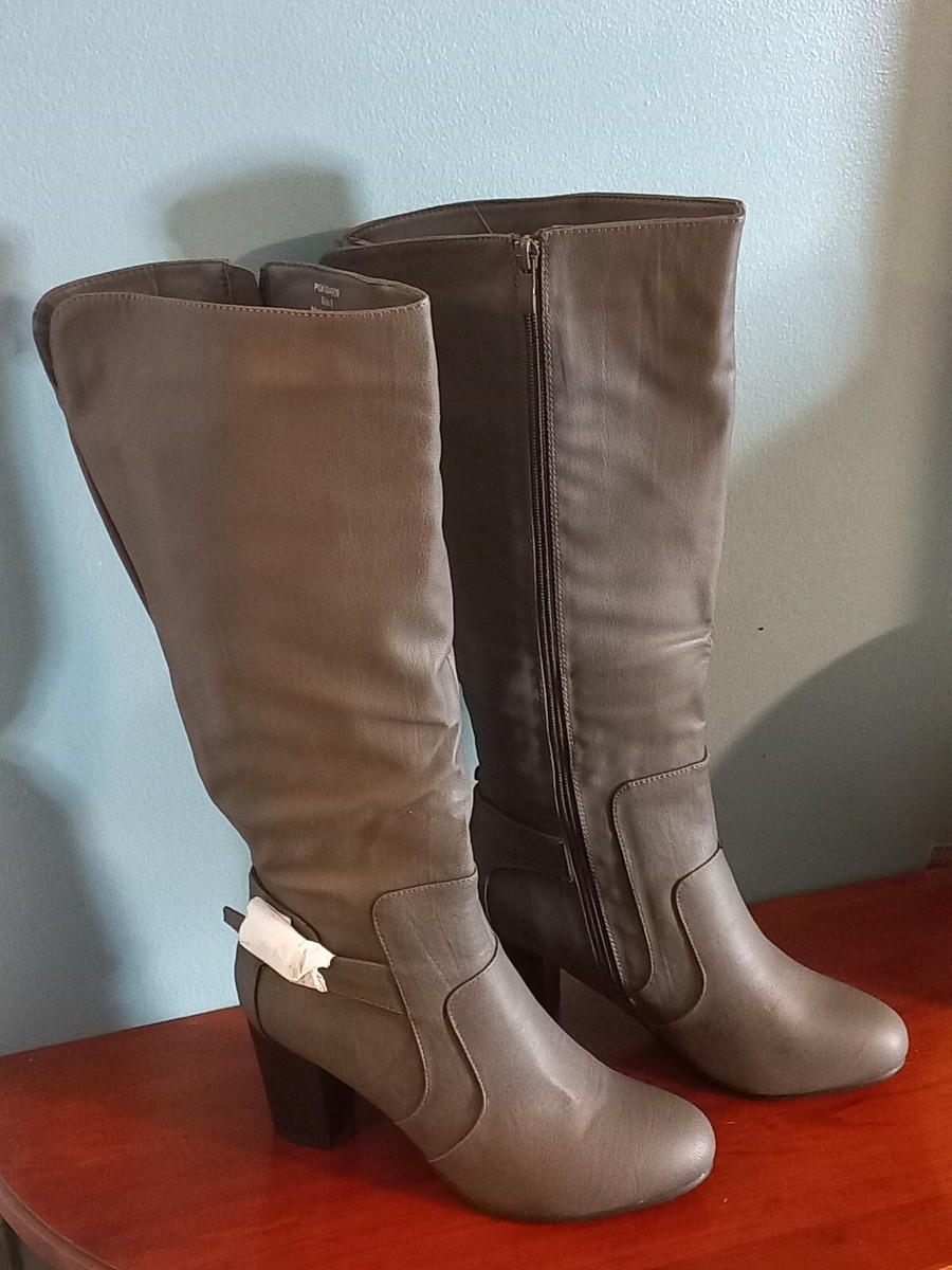 Journee Collection Grey Wide Calf Riding Boots Journee Collection