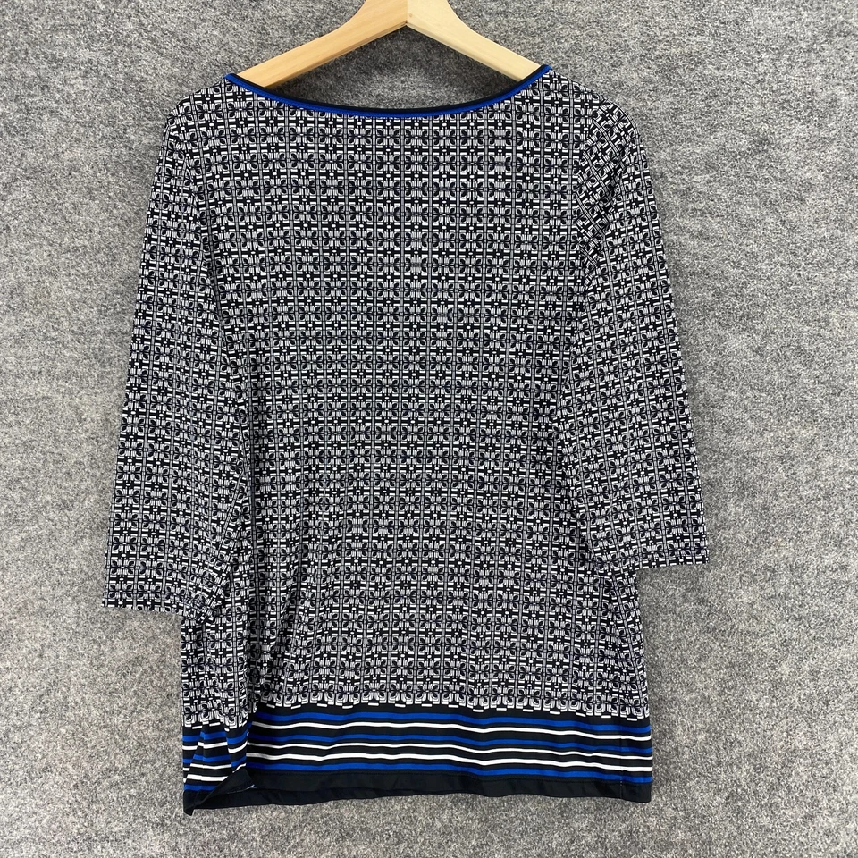 Max Studio блузка женщин M средний черный геометрический 3/4 рукав пуловер повседневный - Изображение 2 из 4