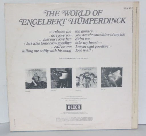 ENGELBERT HUMPERDINCK The World Of UK LP VG+ 1974 Decca SPA455 Vinyl Pop Vocal - Image 3 of 3