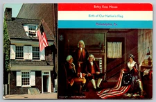 c1960s Betsy Ross House Philadelphia Birthplace Old Glory Chrome Postcard