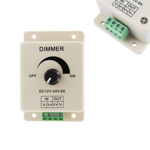 LED Dimmer Switch Controller DC 12V 24V 8A Adjustable Lamp Bulb Strip Brightness - Picture 1 of 8
