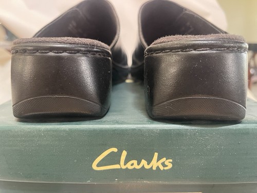 Clarks Women's Black Leather 10M Slip-On Mules Seneca 37325 Casual Shoes Comfort - Picture 11 of 11