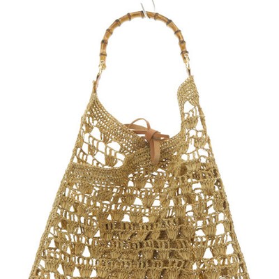 Japan Used Bag] A Point Etc Bamboo Raphia Deuxieme Classe Handbag  