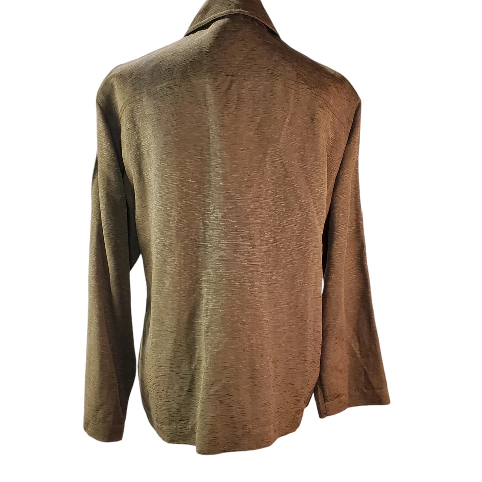 Chaqueta Judith Hart para mujer 8 seda mezcla lino verde oliva botones bolsillos delanteros Foto 2 de 4