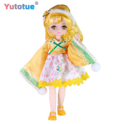 Yutotue Cute 12 inch Girl Doll Rooted Blonde Hair Wig Mechanical Joint Body Doll