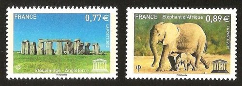 FRANCE 2012 - Timbres de Service UNESCO n° 154 et 155 NEUFS** LUXE MNH - Afbeelding 1 van 1