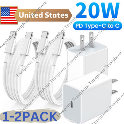 20W USB C Fast Charger PD USB C To Type C Cable Power Adapter For iPad iPhone 15