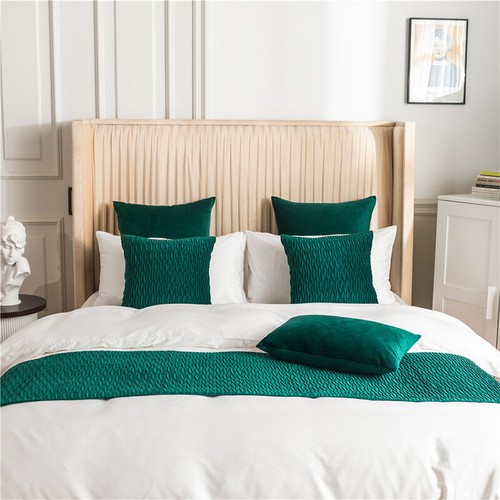 Luxury Wrinkle Dutch Velvet Bed Runner Scarf Dould-sided Home Hotel Bedroom Deco - Picture 34 of 36