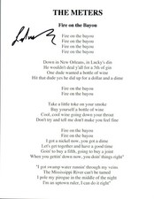 Leo Nocentelli Signed Autographed The Meters FIRE ON THE BAYOU Lyric Sheet COA