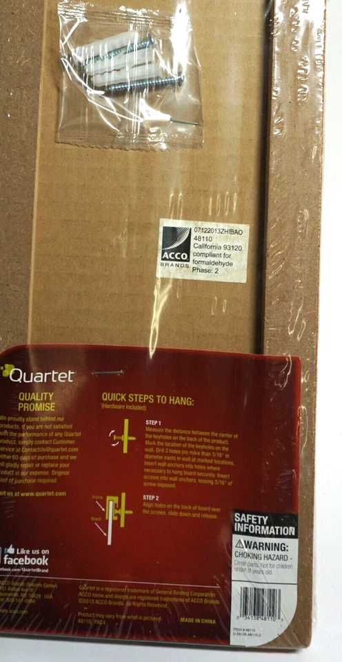 Quartet 5.5" x 14" Cork Wrapped Bulletin Board Frameless Wall Mount New Sealed - Image 4 of 4