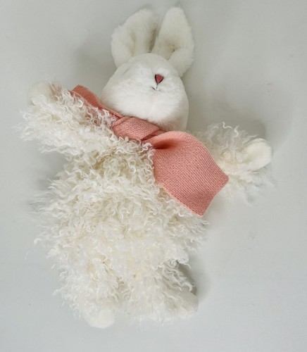 Bunnies By The Bay White Aurora Angora Bunny Rabbit 13” Pink Scarf Tag Plush - Picture 4 of 9