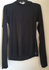 Reebok Black Hoodie Women XS Black Reflective Thumbhole Long Sleev Spellout Logo