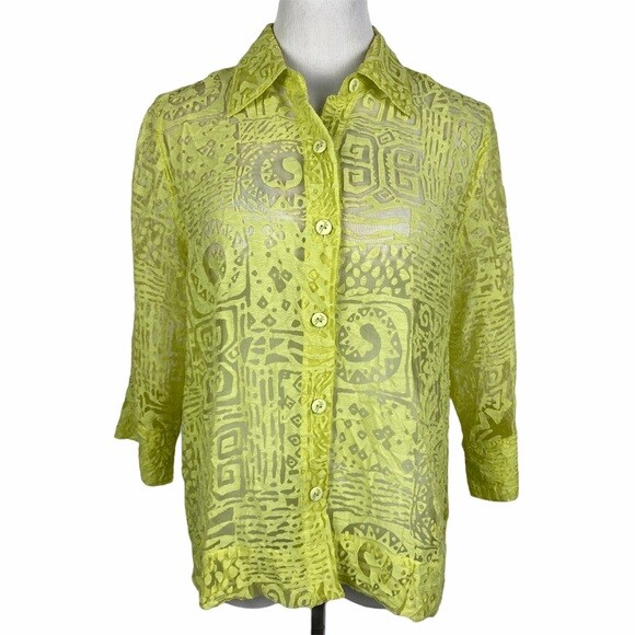 Ruby Rd. Semi-Sheer Button Down Blouse Women's 12… - image 1