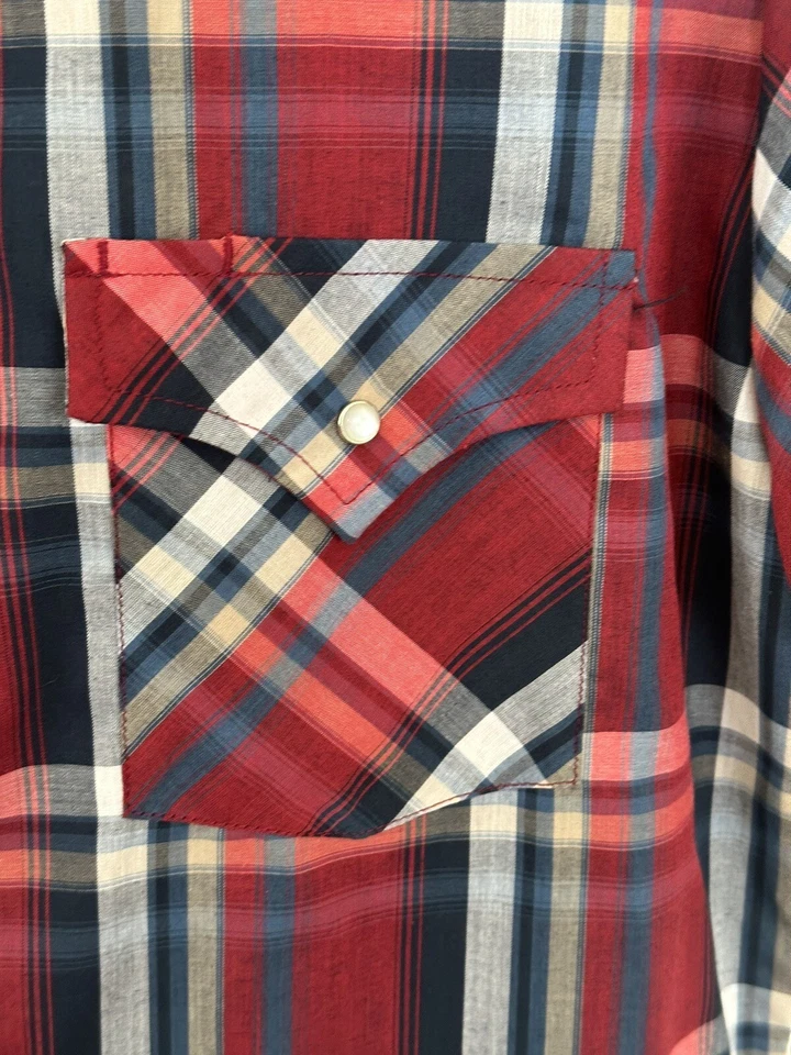 Camisa Western Vintage Ely Cattleman Multicolor Perla A Presión Mediana Manga Corta Foto 3 de 4