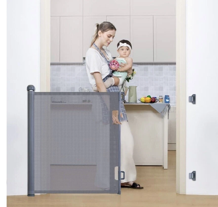 COMOMY Retractable Baby Gate 0-180cm, Extra Tall 84cm Safety Gate for Kids & Pet