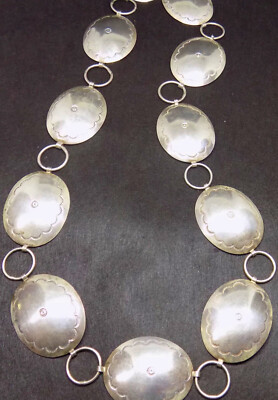 VINTAGE NATIVE AMERICAN  STERLING SILVER CONCHO NECKLACE/BELT SIGNED ''J. TULLEY''