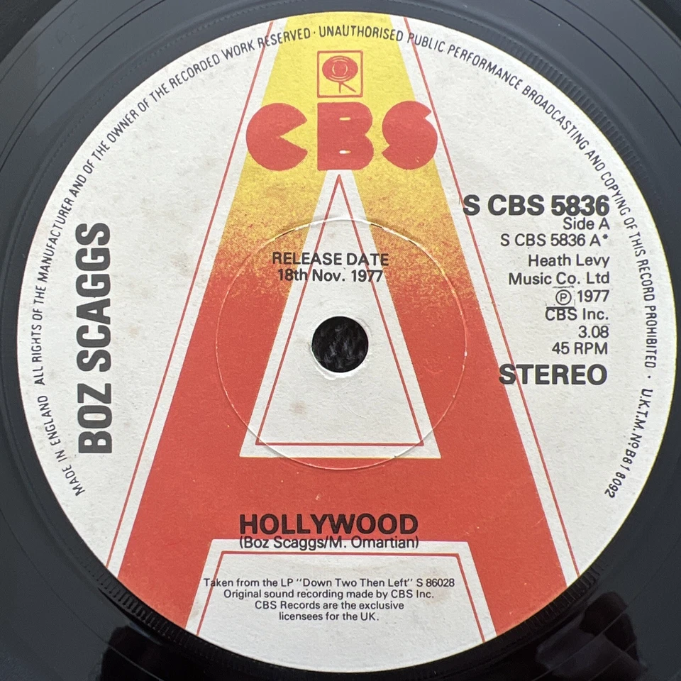 Boz Scaggs – Hollywood / We're Waiting 7'' PROMO 1977 PLAY TESTED EX VIDEO CLIP - Image 4 of 4